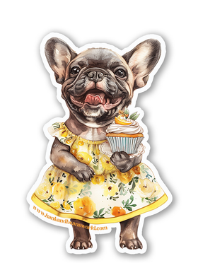 Cupcake Frenchie Vinyl Sticker