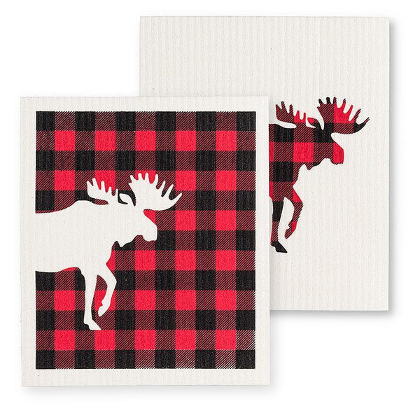 Buffalo Check Moose Dishcloths - Set of 2