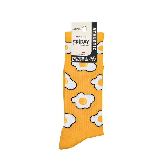 Men's Bacon & Eggs Yellow Athletic Socks
