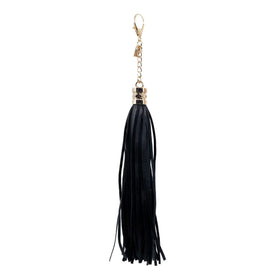 Faux Leather Tassel in Black