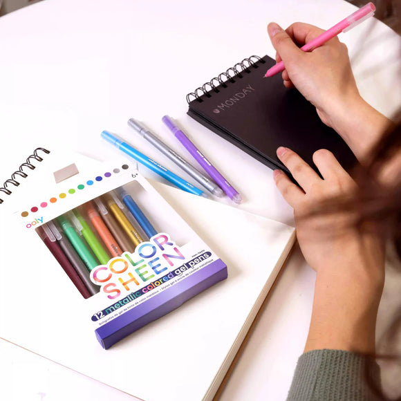Colour Sheen Metallic Colored Gel Pens - Set of 12
