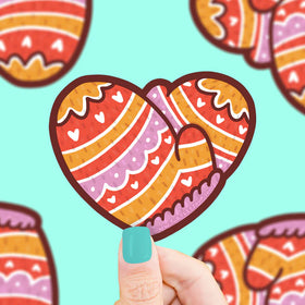 Heart Shaped Mittens Cozy Holiday Sticker