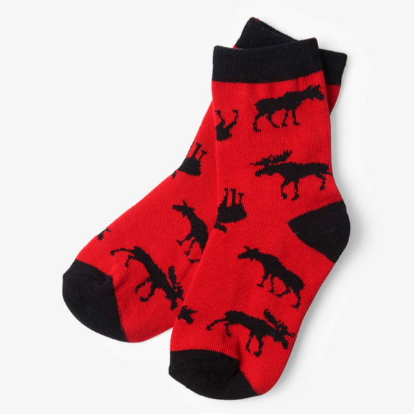 Moose on Red Crew Socks (kids)