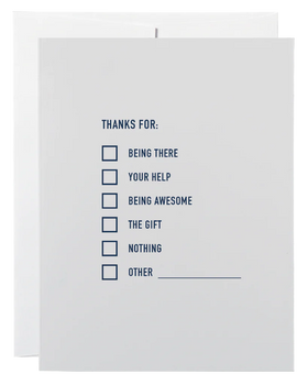 Thanks Checklist Card