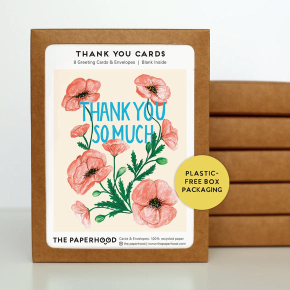 Box of 8 Thank You Poppies Cards | The Paperhood