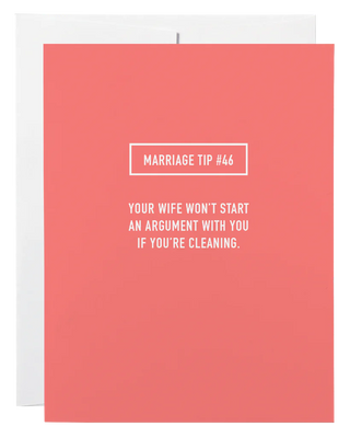 A pink card with the words 