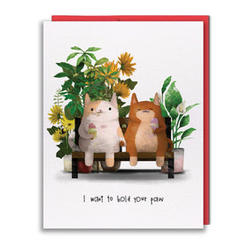 Greeting Card - Cats Hold Paws