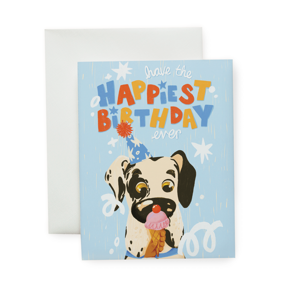 Happiest Birthday Dog - Illustrated Birthday Card