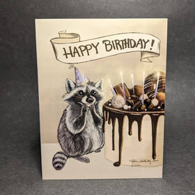Surprised Raccoon Birthday Card - 0