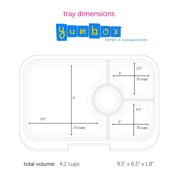 Leakproof Yumbox Tapas Bento Lunch Box - Monte Carlo Blue - 4 Compartment with Shark Tray