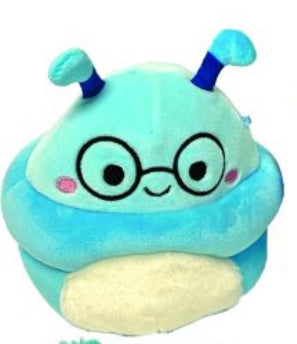 A blue alien with glasses