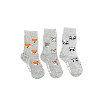 Kid's socks with fox, rabbit and raccoon pattern