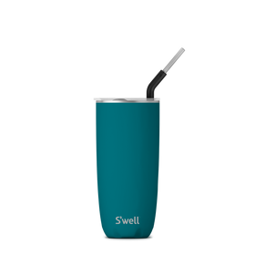 24oz Peacock Blue Tumbler with Straw