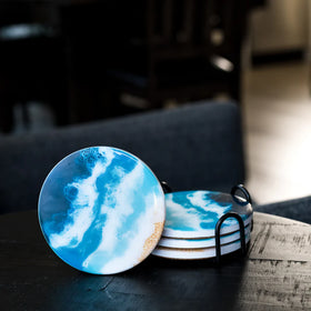 Lynn & Liana Ceramic Resin Art Coasters - Ocean Vibes
