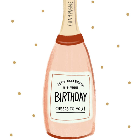 Birthday Champagne Illustrated Card