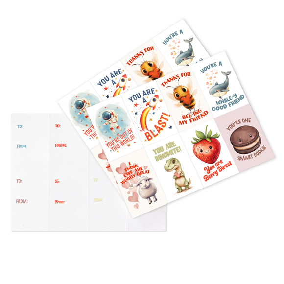 24 Mini Valentine's Day Cards (Perforated Sheets)