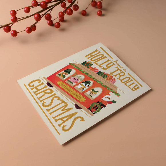 Holly Trolly - Illustrated Christmas Card