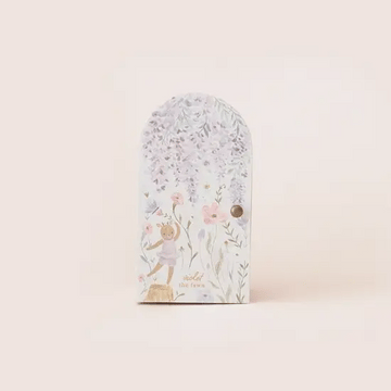 Tiny Violet the Fawn - Handmade wooden music box with soft pastel floral design and tiny fawn illustration.