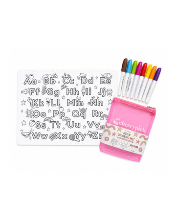 Magic Coloring Mat - Silicone Washable & Reversible Coloring Placemat and Markers Set