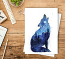 Lone Wolf Watercolor Art Card-3
