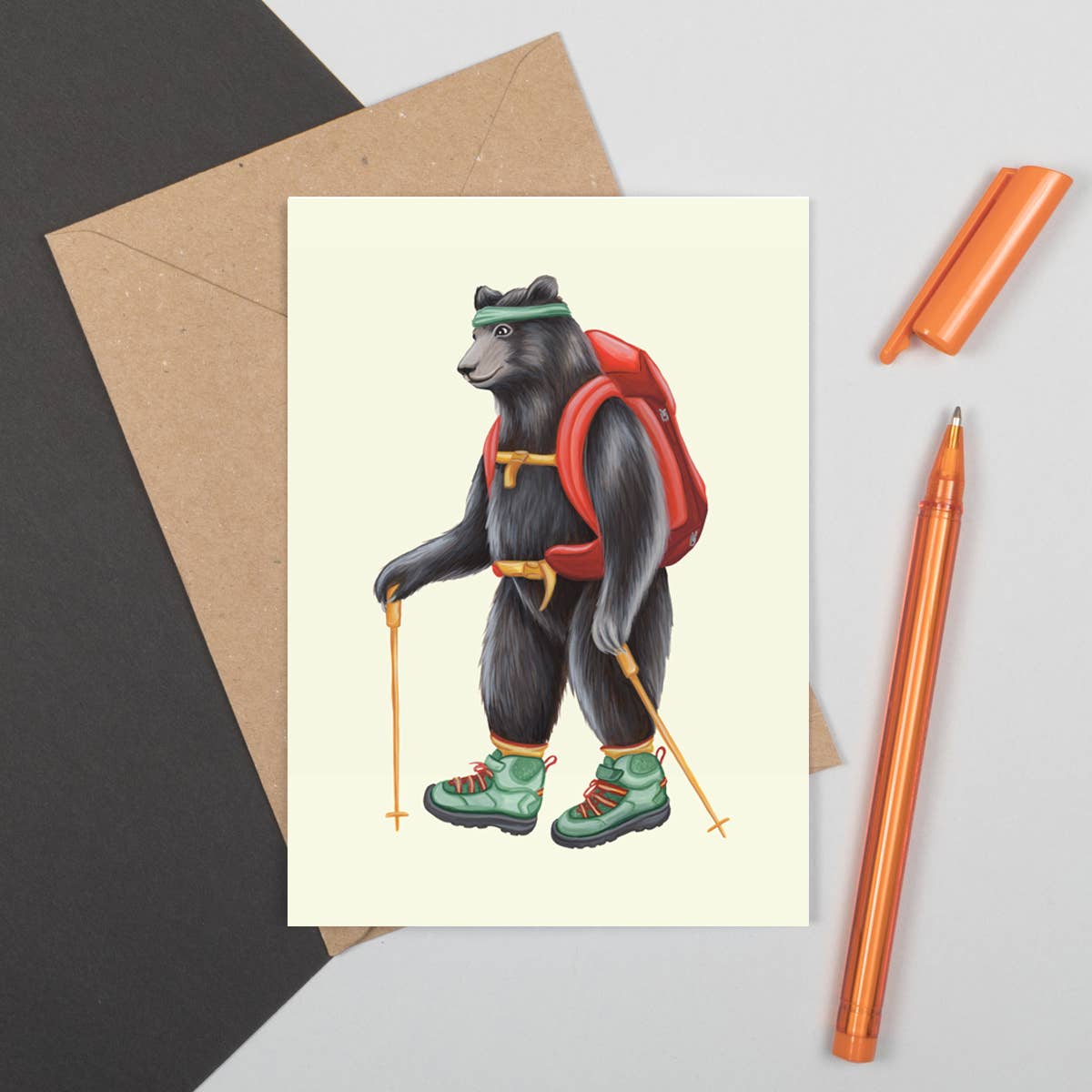 Bear Hiking Greeting Card