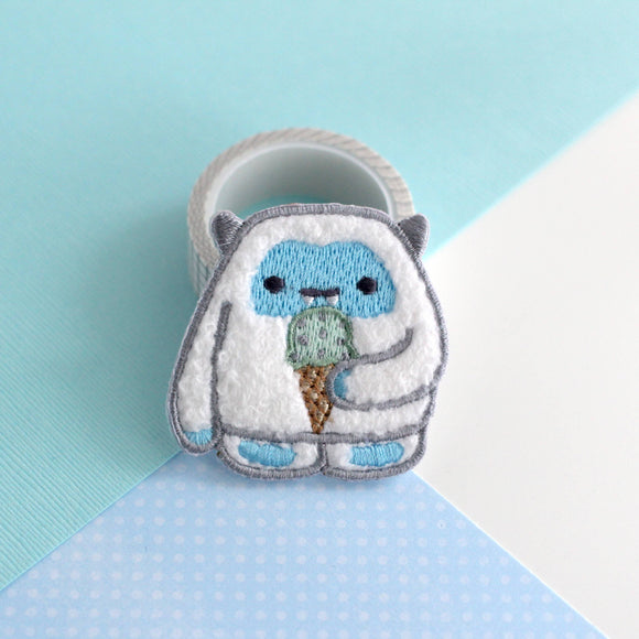 Yeti eating Ice Cream Chenille Iron On Patch