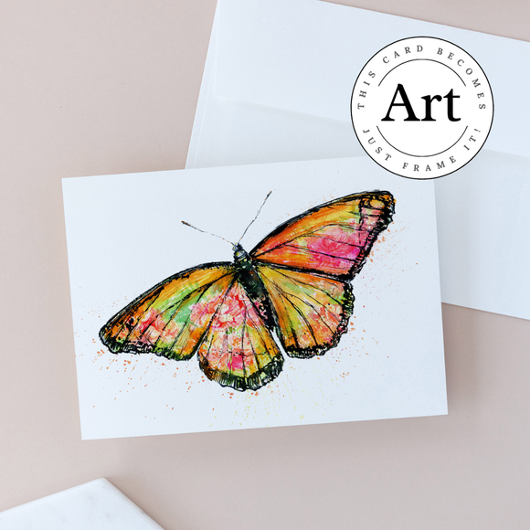 Garden Empress Monarch Butterfly Floral Watercolor Art Card