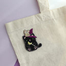 Witch Black Cat w/ Mouse Familiar Embroidered Iron on Patch-6
