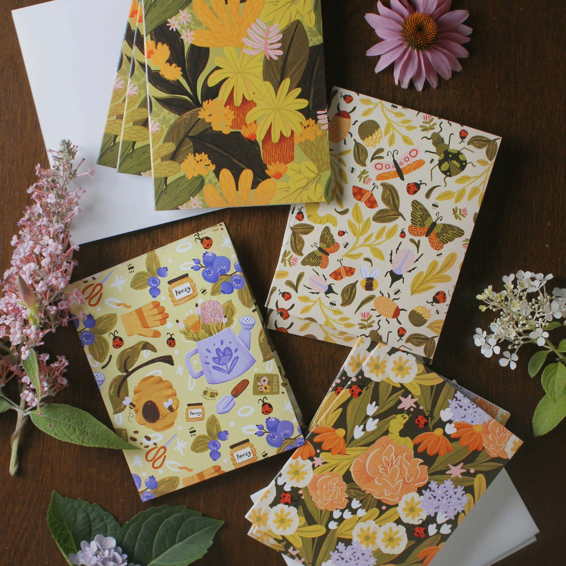 Day of Gardening Patterned Florals Blank Note Card - 0