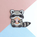 Raccoon Holding Donut Embroidered Patch-1