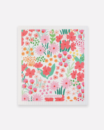 Swedish Sponge Dishcloth - Floral Pink