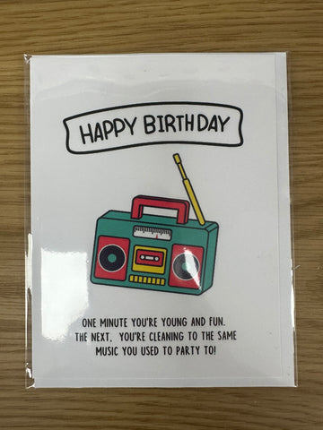 One Minute You're Young and Fun Funny Radio Birthday Card