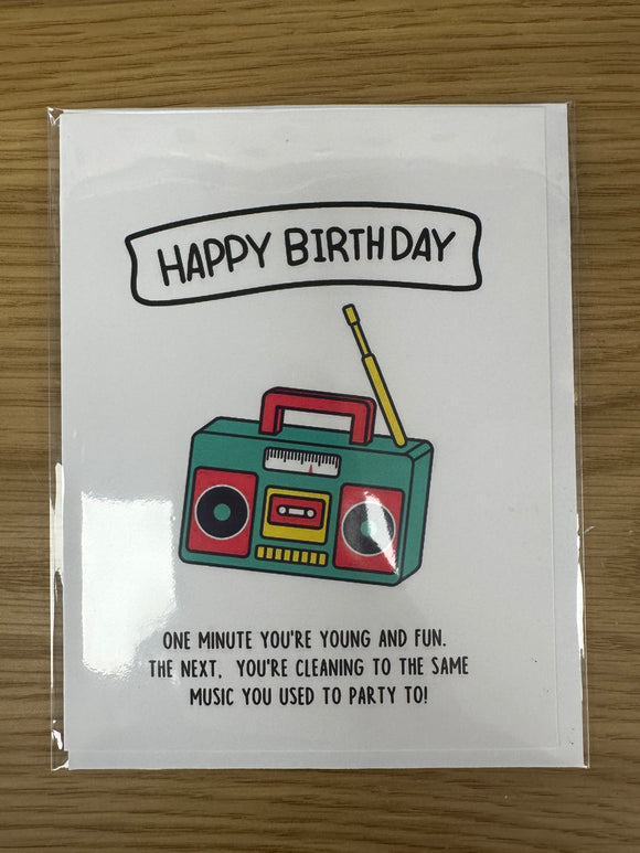 One Minute You're Young and Fun Funny Radio Birthday Card