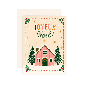 Joyeux Noel Cottage Christmas Card