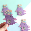 Mouse Riding Dragon Embroidered Iron On Patch-3