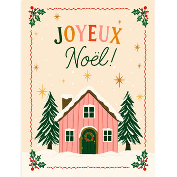 Joyeux Noel Cottage Christmas Card - 0