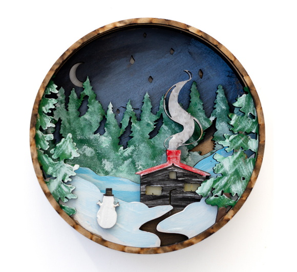 Winter Cabin Shadow Box Kit