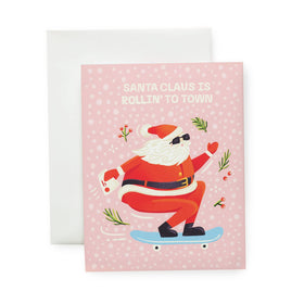 Rollin' To Town Santa - Illustrated Holiday Card