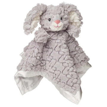 Putty Nursery Character Blanket - Bunny - Soft grey bunny nursery blanket with plush textured fabric, handmade Canadian gift for babies.