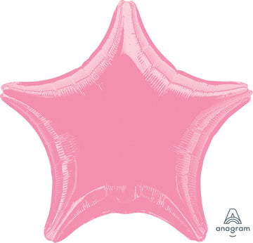 18" Mylar/Foil Star Helium Balloons (various colours) - Pink 18-inch star-shaped shiny mylar helium balloon with a smooth metallic finish.