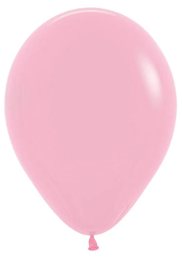 11" Inflated Latex Balloons (various colours) - Soft pink 11-inch inflated latex balloon with smooth, glossy surface and rounded shape.