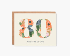 80th Floral Happy Birthday Card