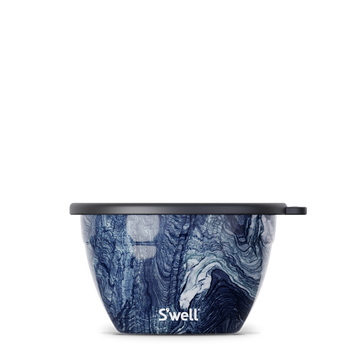 64oz Azurite Marble Salad Bowl Kit - 64oz handmade Canadian azurite marble salad bowl with dark gray lid, unique gift.