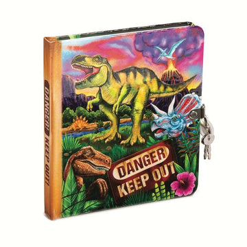 Lock & Key Diary: Dinosaur - Handmade Canadian lock and key diary with vibrant dinosaur cover, unique gift for kids ages 5-8.
