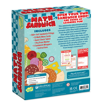 Math Sandwich - Colorful Math Sandwich educational game box with sandwich ingredients illustrations and learning activity details.
