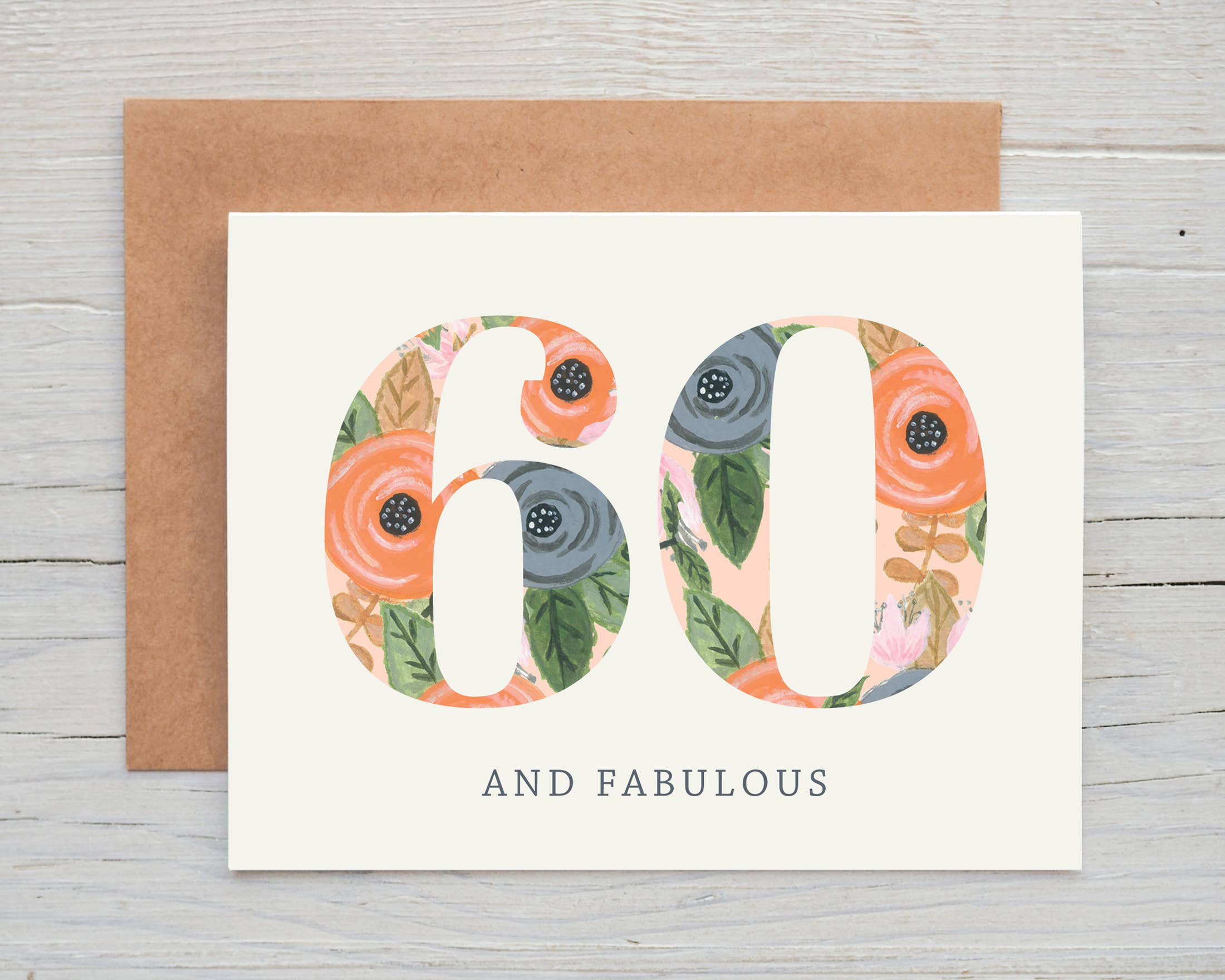 60th Floral Happy Birthday Card - 0