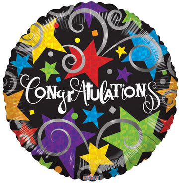 Congratulations Black - Air Balloon on a Stick