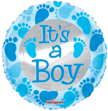 Baby Blue Foot Prints - Air Balloon on a Stick