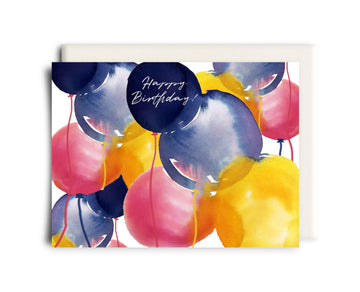 Watercolour Birthday Balloons | Birthday Greeting Card