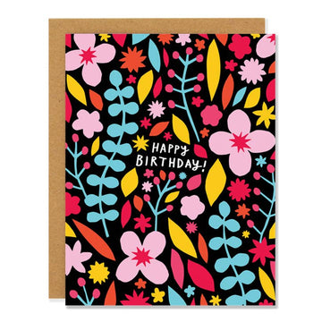 Meadow Birthday Card - Handmade Canadian birthday card with colorful floral meadow design, unique gift option.